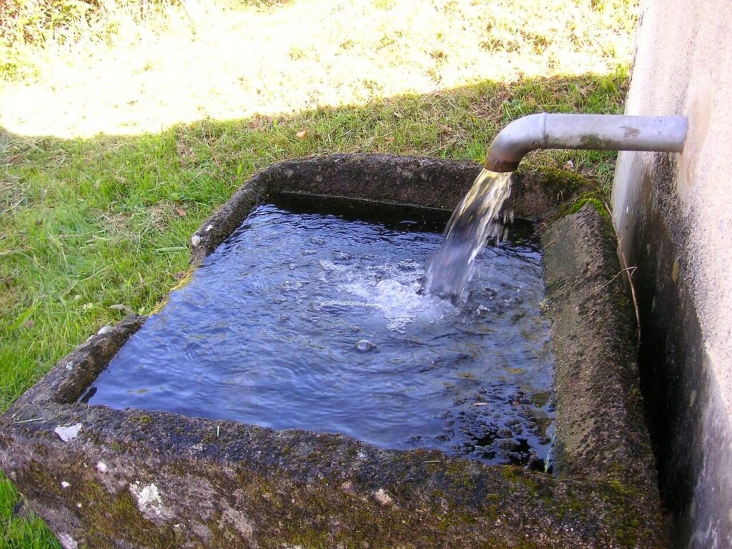 water trough, nature, water pipe, stone sink, flowing, water, pipe, trough